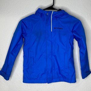 Columbia boy's XXS Omni-tech blue, hooded watertight jacket w/reflectives.